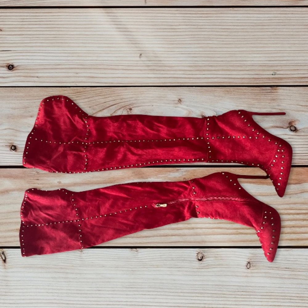 Red Hot studded Heeled boots